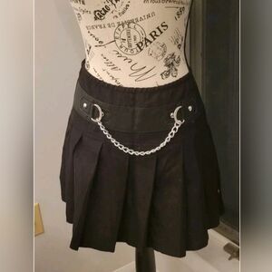 Royal Bones By Daang Goodman Black Pleated Mini Skirt with Chain Detail